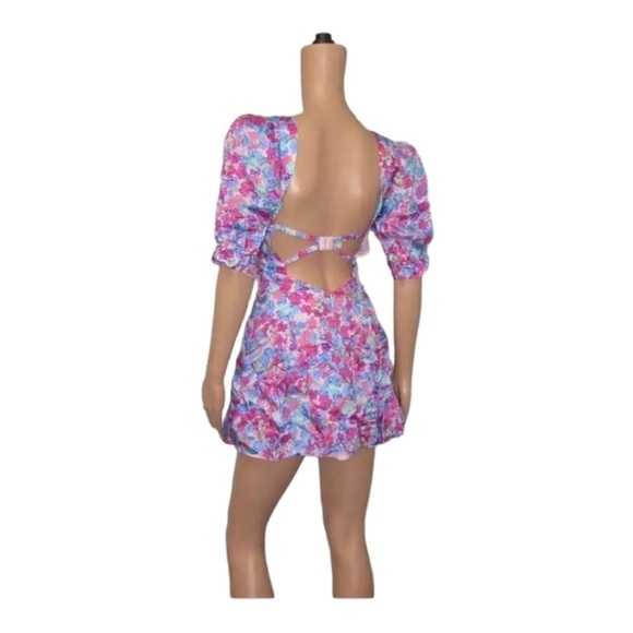 NWT FOR LOVE AND LEMONS Angie Puff Sleeve Corset Mini Dress Pink Floral Small - Picture 14 of 16